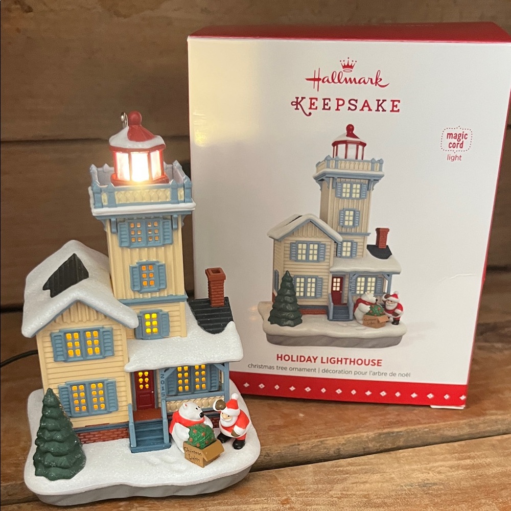 Hallmark Keepsake Holiday Lighthouse Ornament - Blue and Red